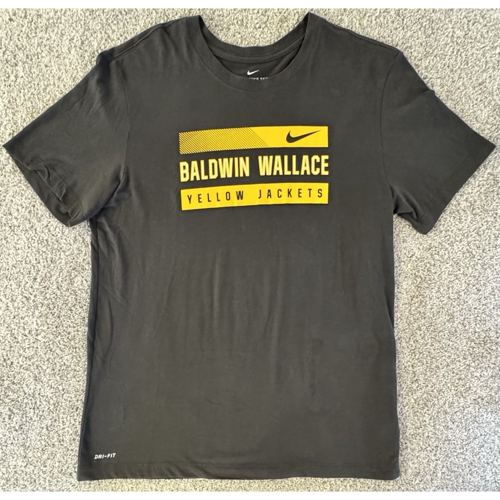 Nike Baldwin Wallace Yellow Jackets T-Shirt Mens Large Dri-Fit University Gray